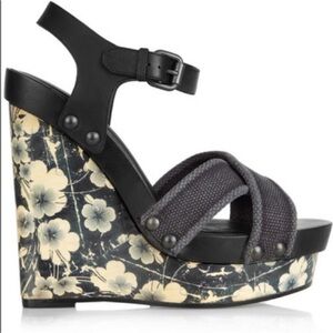 Bottega Veneta Platform Wedge Cross Strap Sandals